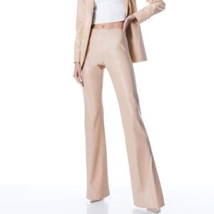 Alice + Olivia Teeny Vegan Leather Side Slit Pant